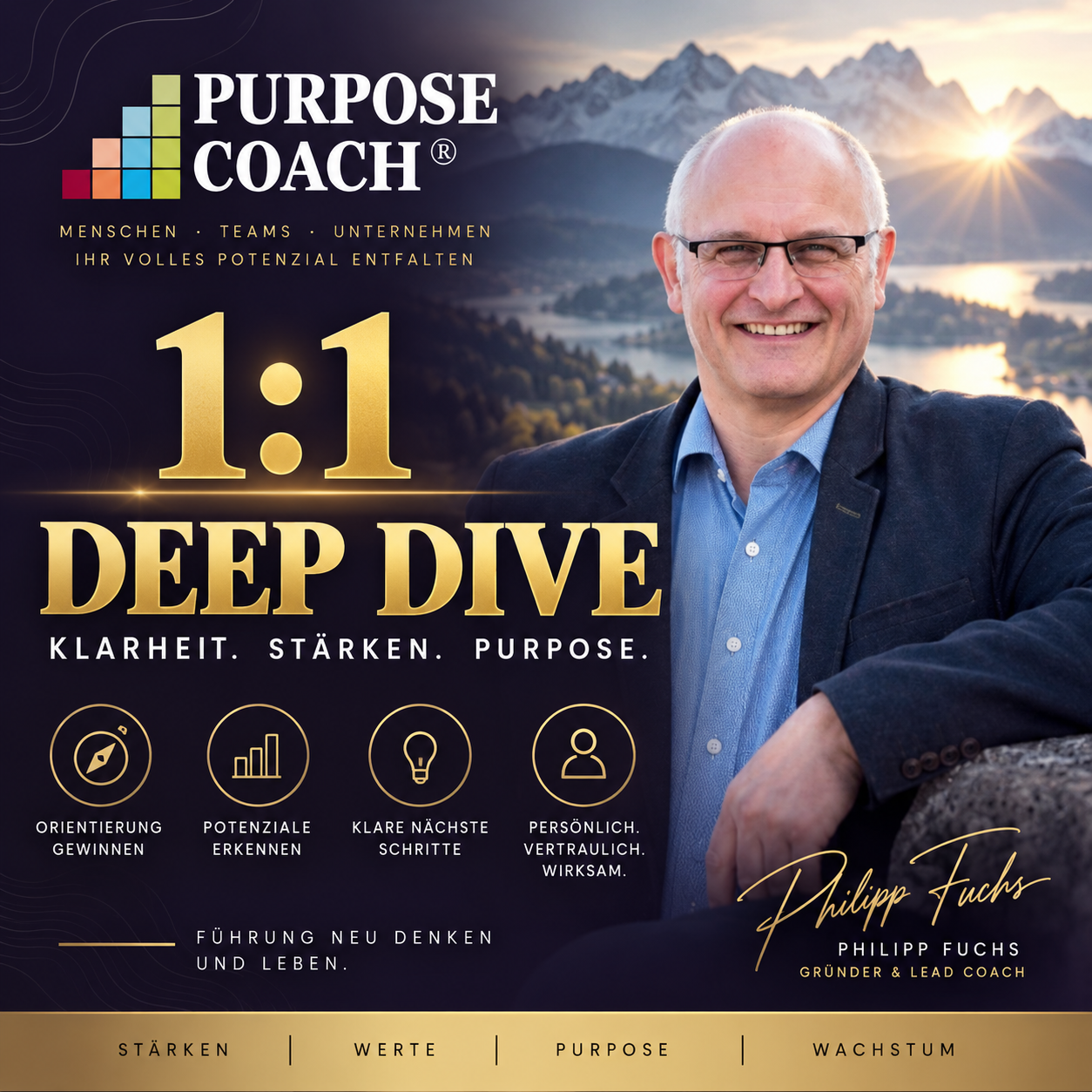 1:1 Deep Dive Coaching mit Philipp Fuchs – Klarheit, Stärken, Purpose
