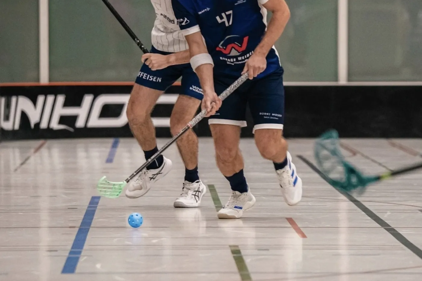 Abstrakte Detailansicht eines Unihockey-Spielfelds