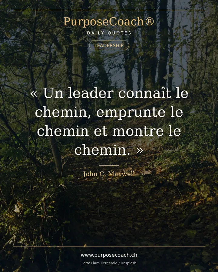 «Un leader est quelqu'un qui connaît le chemin, parcourt le chemin et montre le chemin.» – John C. Maxwell